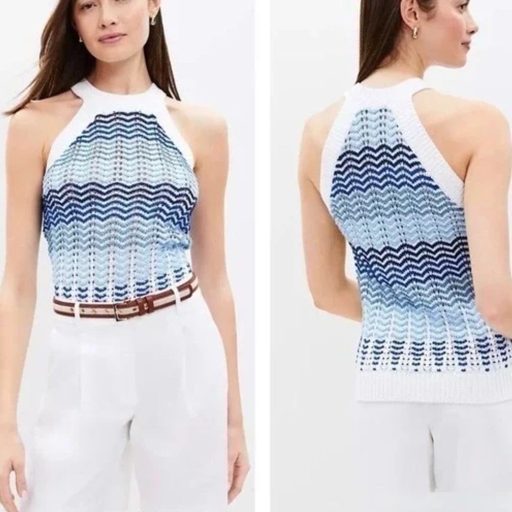 LOFT cotton sweater chevron tank top